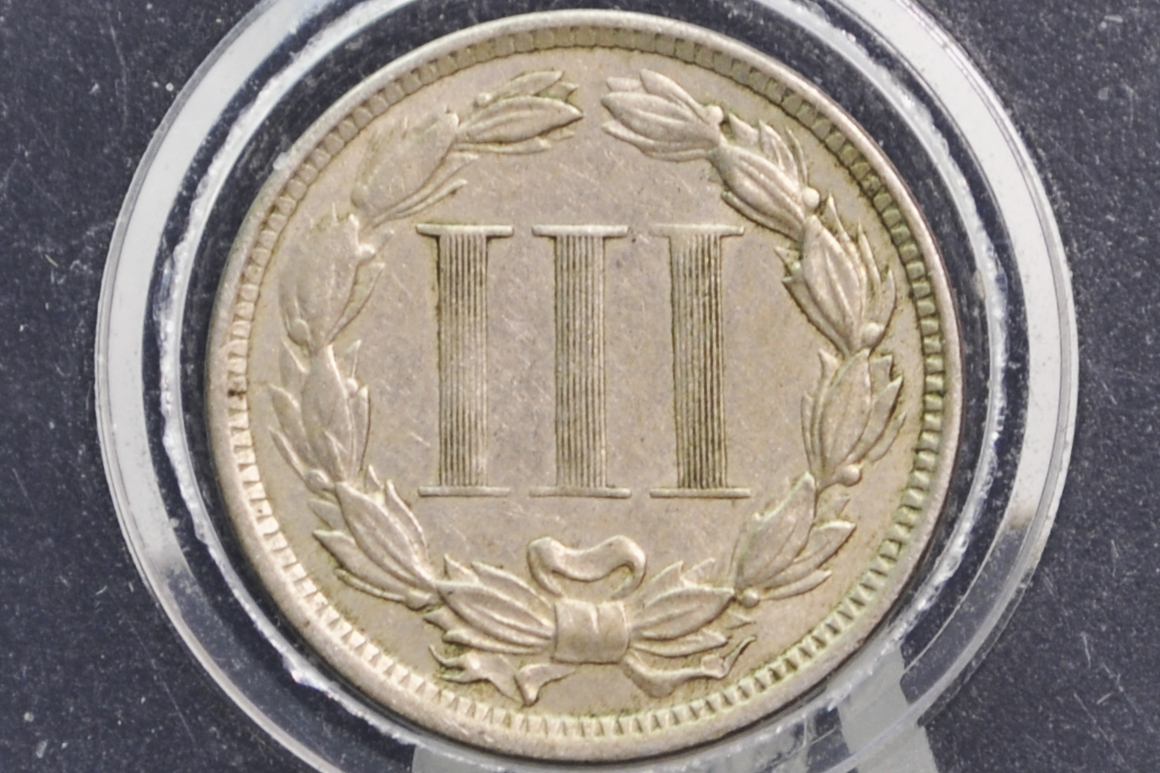 1874 Three Cent Nickel - XF+ Grade / Condition - Civil War Era - 3 Cent Nickel 1874