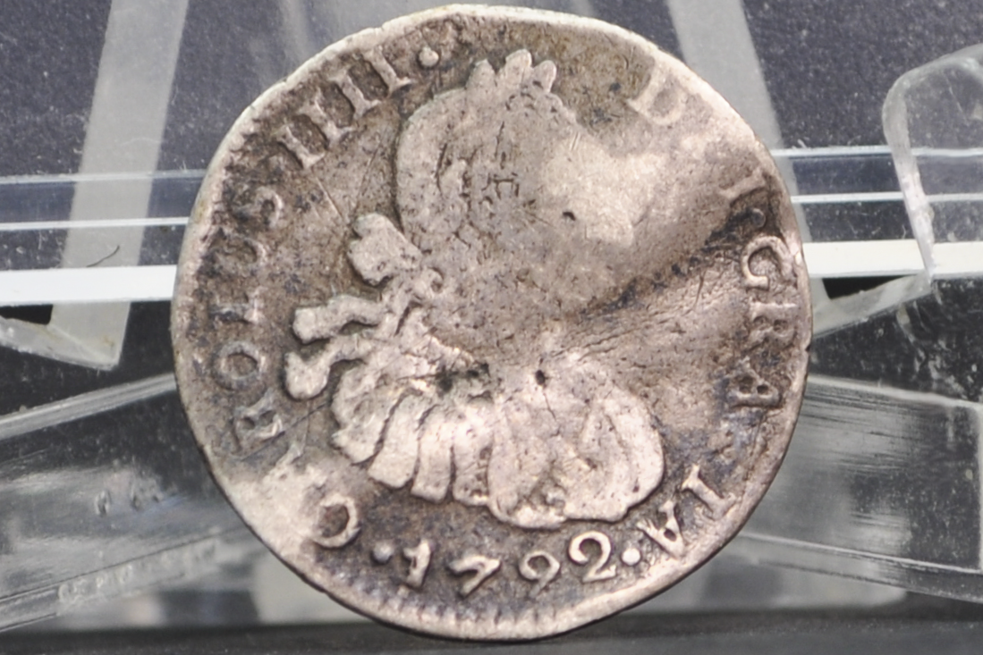 1792 Spanish 1/2 Real - Peru as a Spanish Colony - Early Colonial Era Coin / Pirate Coin - 1792 Half Real Pillar Type