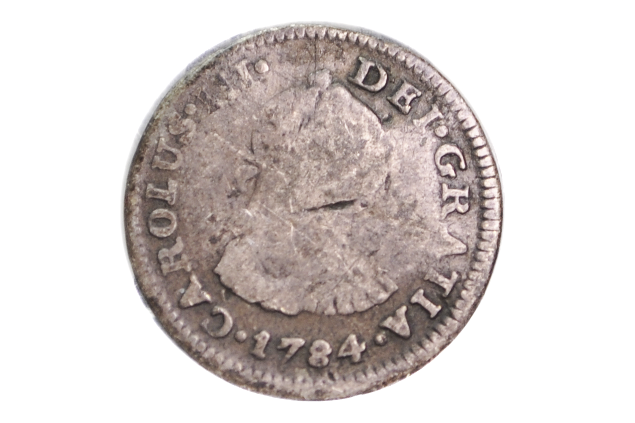 1784 Spanish 1 Real, Silver - Great Detail - 1784 Colonial Coin, Pirate Coins, 1700s Shipwreck Coin