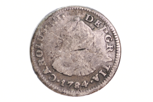 1784 Spanish 1 Real, Silver - Great Detail - 1784 Colonial Coin, Pirate Coins, 1700s Shipwreck Coin