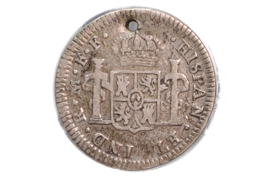 1782 Spanish 1 Real, Silver - XF Detail - 1782 Colonial Coinl, Pirate Coins, 1700s Shipwreck Coin