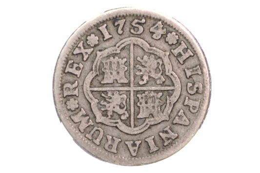 1754 Spanish Real - Mexico as a Spanish Colony - Early Colonial Era Coin - Pirate Coin - 1754 1 Real Pillar Type