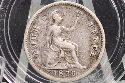1836 Fourpence Great Britain 4 Pence Silver - Great Condition - UK 4 Pence Silver 1836 - Awesome Coin