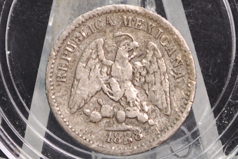1888 Mexican 5 Centavo - Silver, Few Made, Rare - Mexico City Mint - Mexican Republic Coins