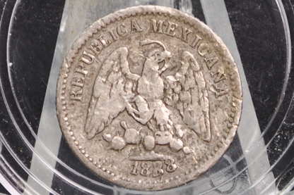 1888 Mexican 5 Centavo - Silver, Few Made, Rare - Mexico City Mint - Mexican Republic Coins