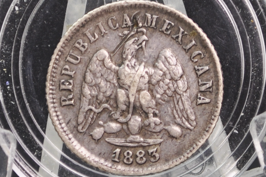 1883 Zs Mexican 10 Centavo - Silver, Few Made, Rare - Mexico City Mint - Mexican Republic Coins