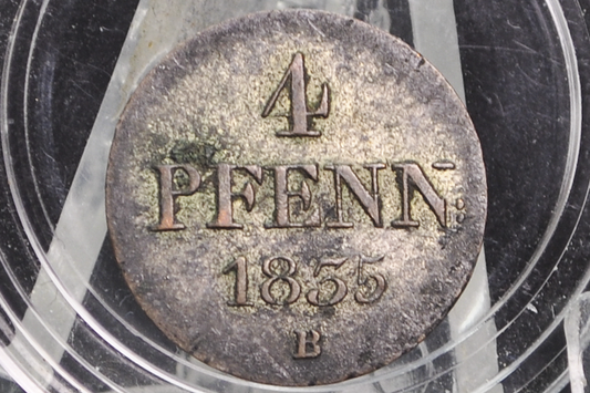 1835 German States 4 Pfennig - Hanover - Great Condition, XF+ or AU - Four Pfennig 1835B Kingdom of Hanover