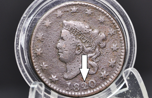 1820 Large Cent - 20/19 Variety - Fine Details - 1820 Liberty Head Cent - Matron Head 1816 to 1835