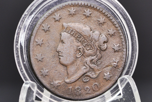 1820 Large Cent - Large Date Variety - Very Fine Details - 1820 Liberty Head Cent - Matron Head 1816 to 1835