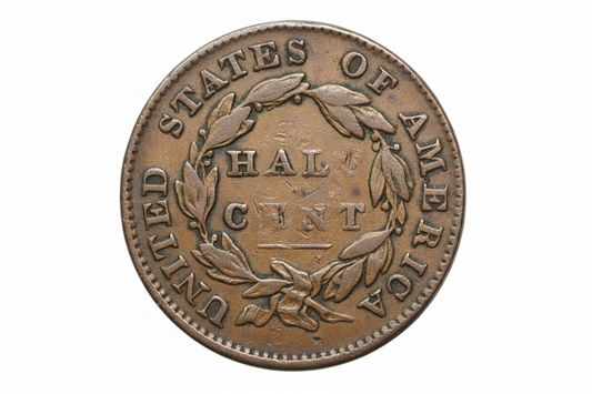 Vintage half cent coin from the United States of America.