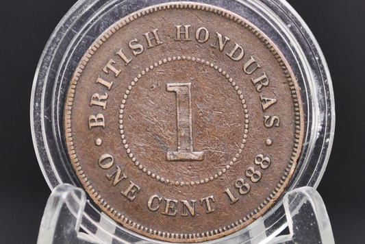 Rare 1888 Honduras 1 Cent - VF+ - British Honduras Coin Queen Victoria - Only 100K Made!