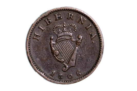 1806 Irish Farthing - Cláirseach Design (Celtic Harp) - Awesome Piece of History!