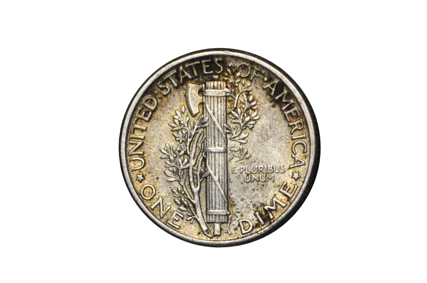 Silver dime coin from 1925 in about uncirculated condition
