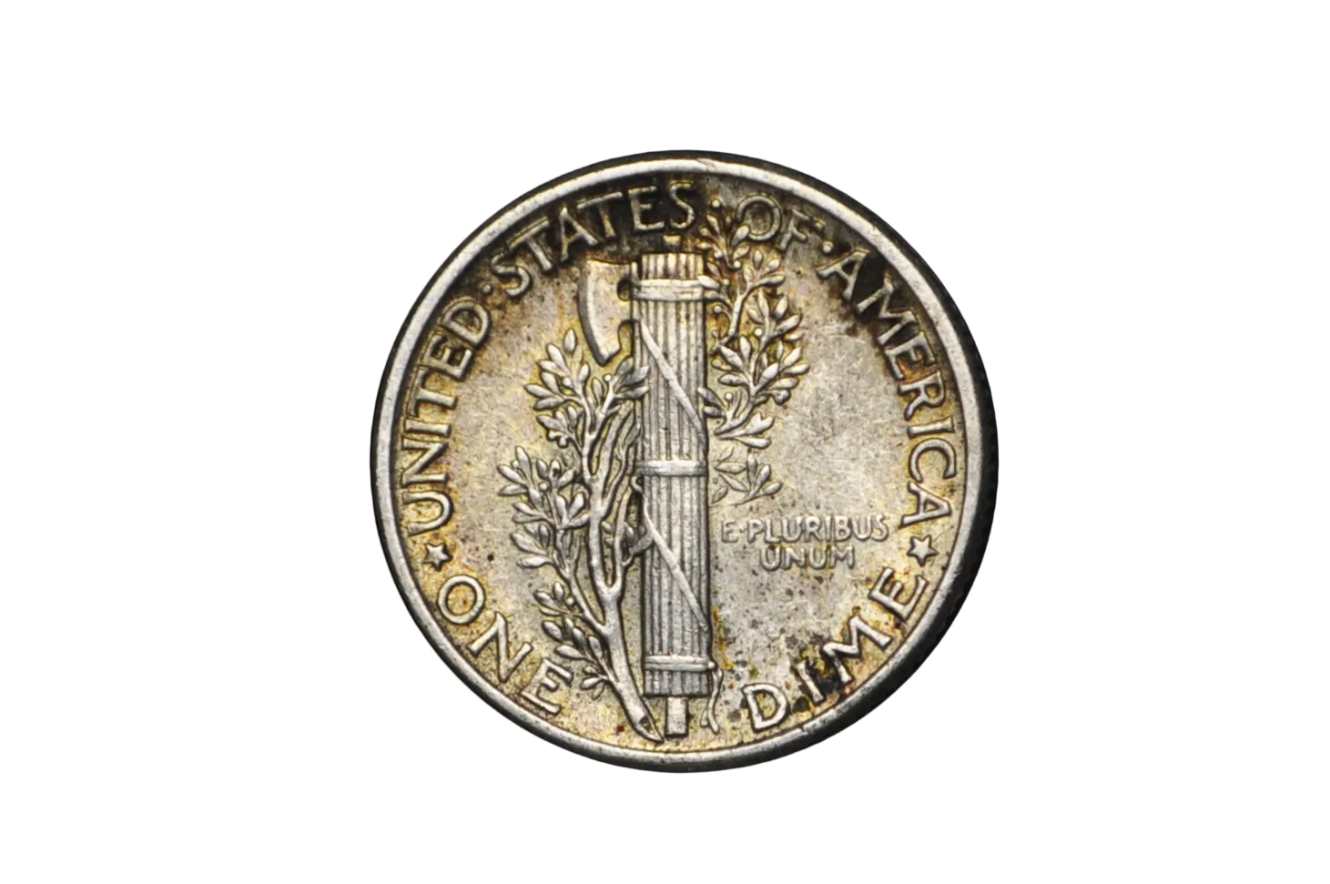 Silver dime coin from 1925 in about uncirculated condition