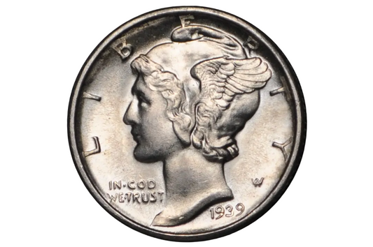 1939 US Silver Dime Winged Liberty Head Design in choice uncirculated condition