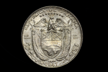 1947 Panama 1/10 Balboa - Choice AU - Silver Tenth Balboa Coin 1947 Panama