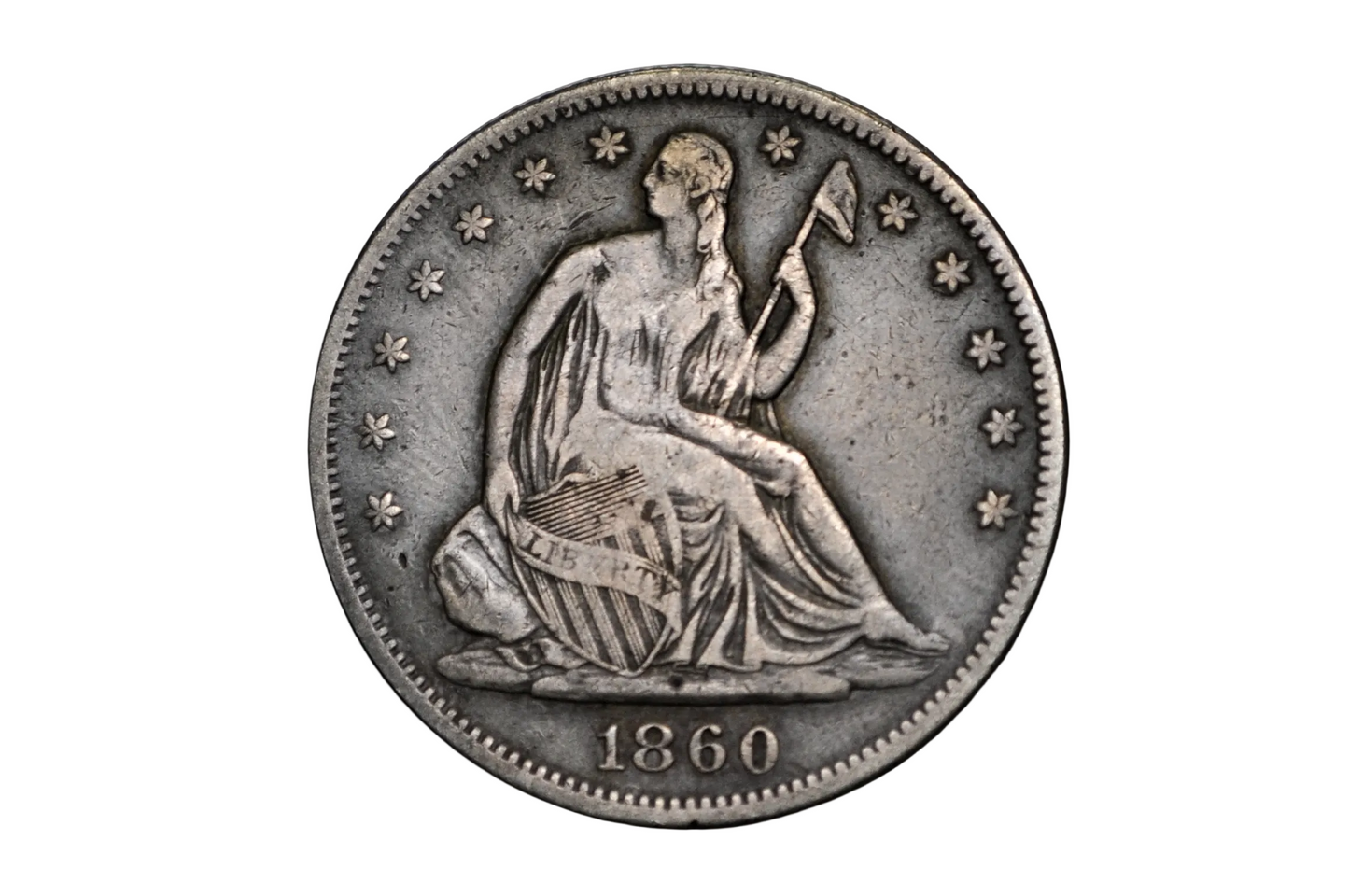 1860 Seated Liberty Half Dollar - VF, Nice Original Coin - 1860 Liberty Seated Silver Half Dollar 1860