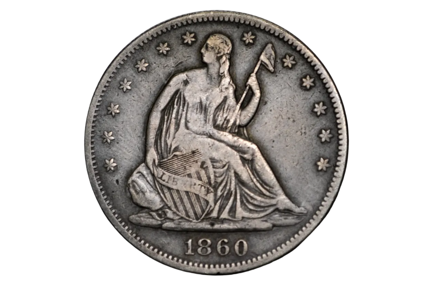 1860 Seated Liberty Half Dollar - VF, Nice Original Coin - 1860 Liberty Seated Silver Half Dollar 1860