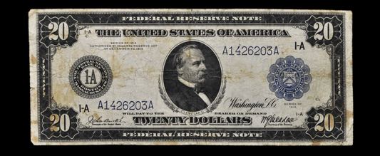 1914 20 Dollar Federal Reserve Note Large Size Fr#964 - Very Fine - Boston 1914 Twenty Dollar Bill 1914 Fr964 / Fr.964