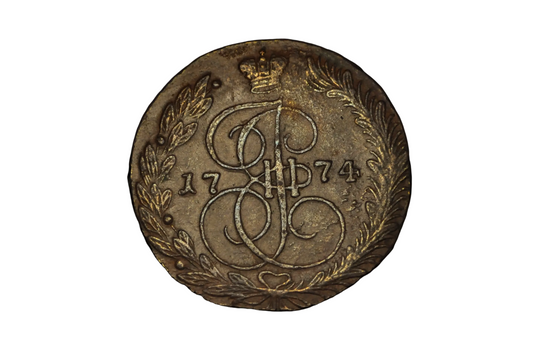 Vintage coin with intricate design and '1774' marking from russia