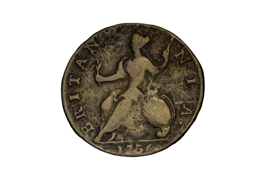 1756 Great Britain Copper Half Penny George II - George II Halfpenny Dated 1756 British Copper
