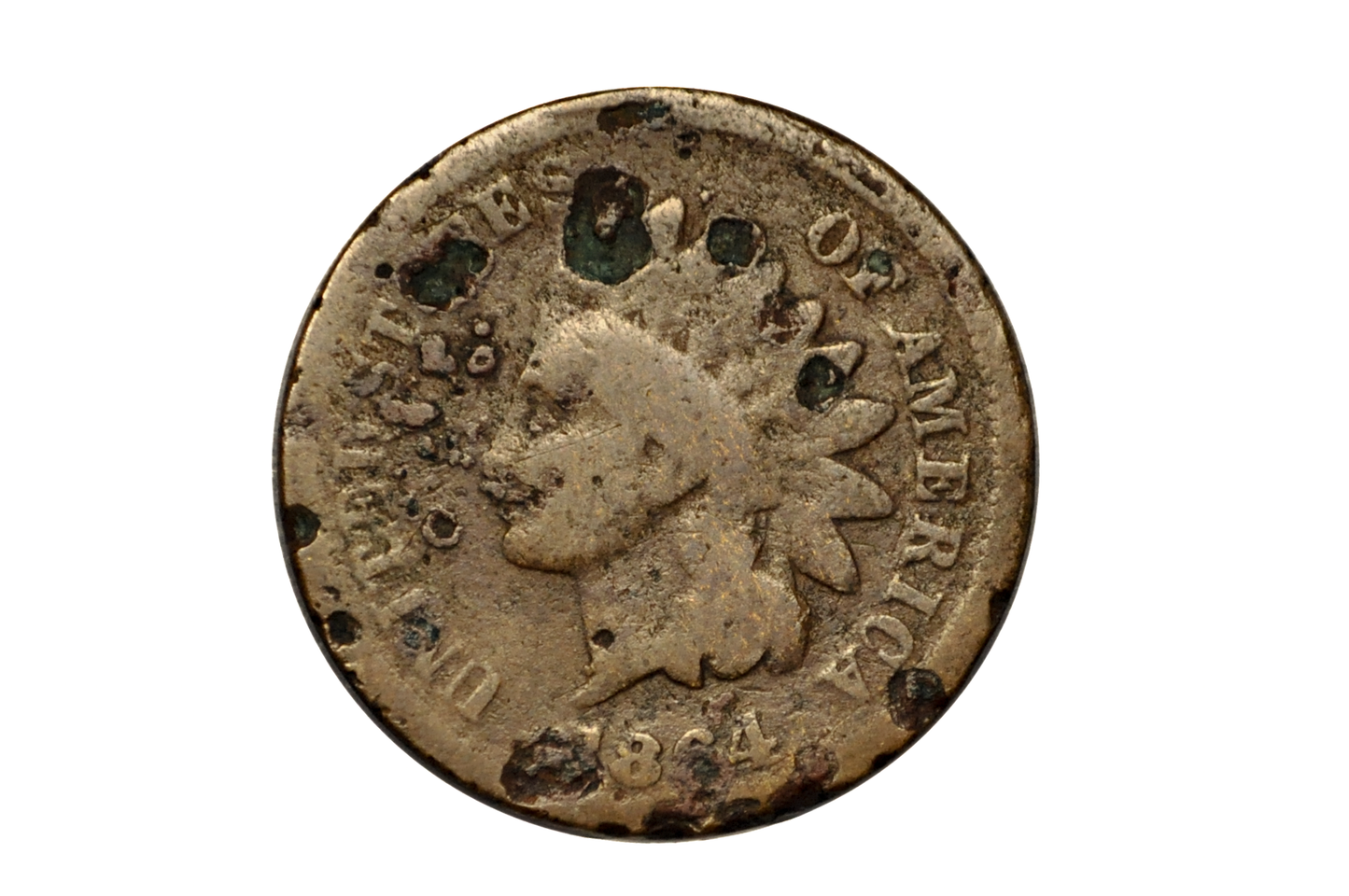 1864-L Indian Head Penny Bronze - Low Grade / Filler Coin - 1864 L Cent - Bronze Variety L