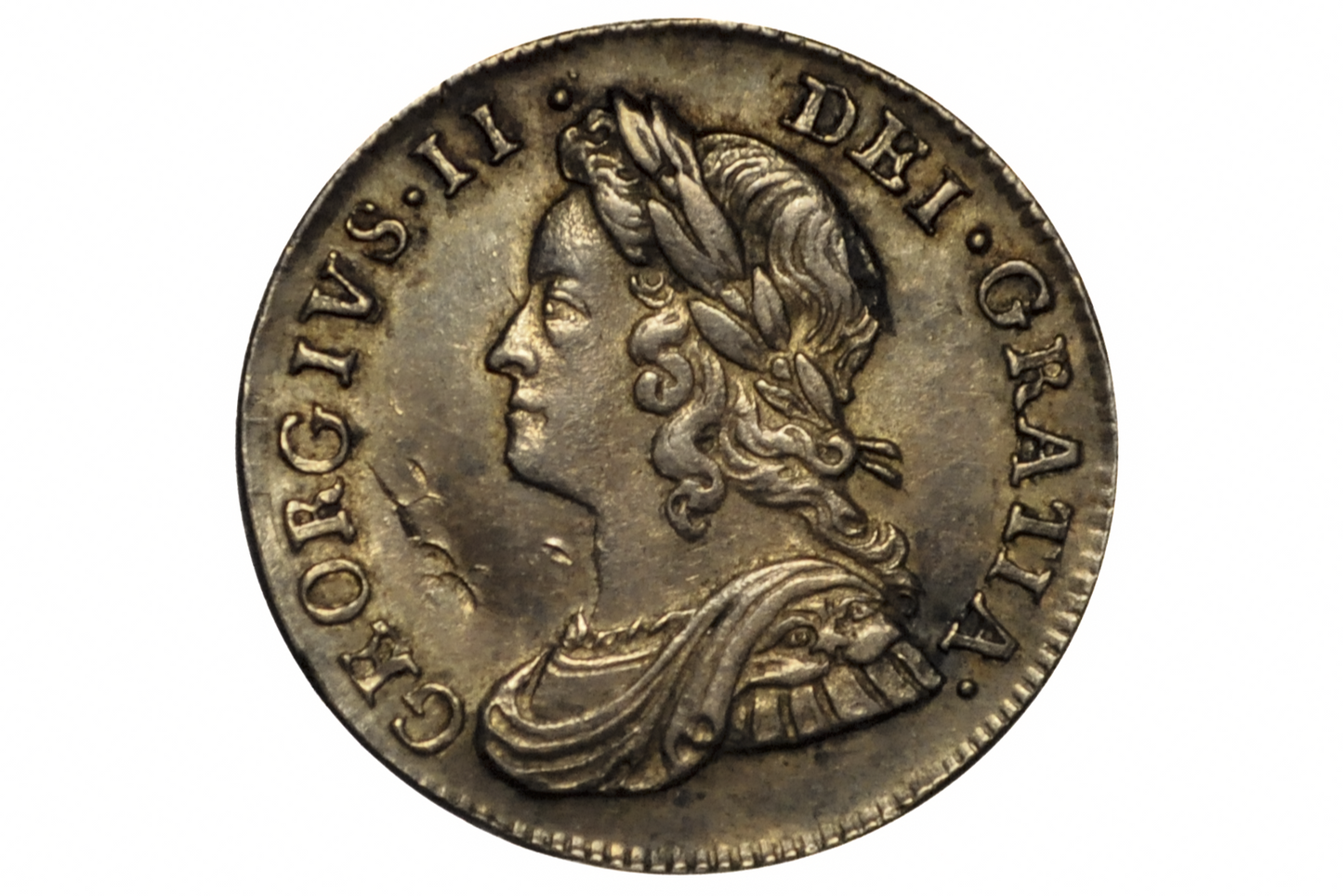 1739 Great Britain Three Pence – King George II Silver Coin – Early Milled Coinage - AU, Lustrous - UK 3 pence 1739