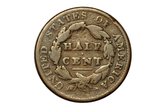 1828 Half Cent - G (Good) Condition / Grade - Classic Head Half Cent - 1828 Classic Head Cent - 1828 Half Penny - 1828 13 Stars