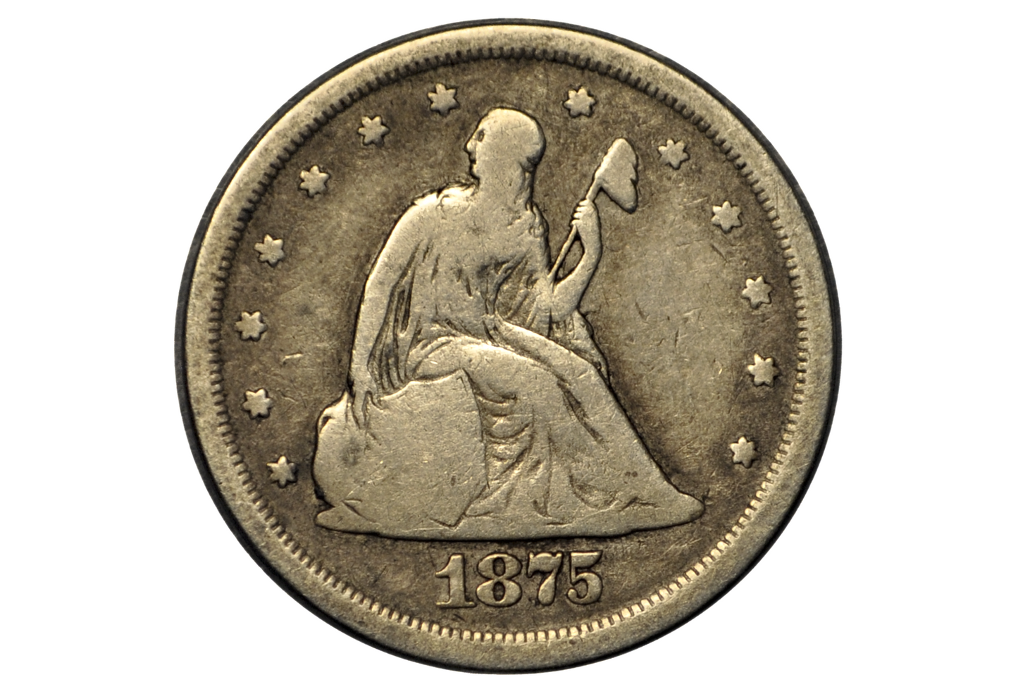 1875-S 20 Cent Piece - VG - Rare US Coin Type, Only 3 Years Minted - 1875 Silver Twenty Cent Coin