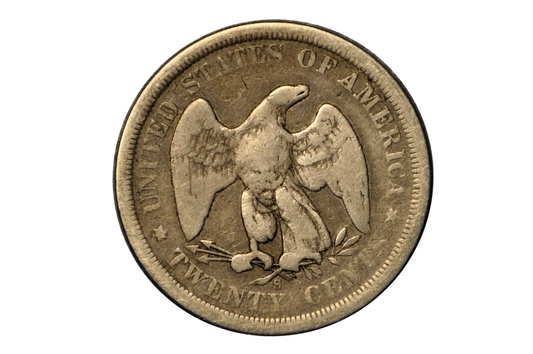 1875-S 20 Cent Piece - VG - Rare US Coin Type, Only 3 Years Minted - 1875 Silver Twenty Cent Coin