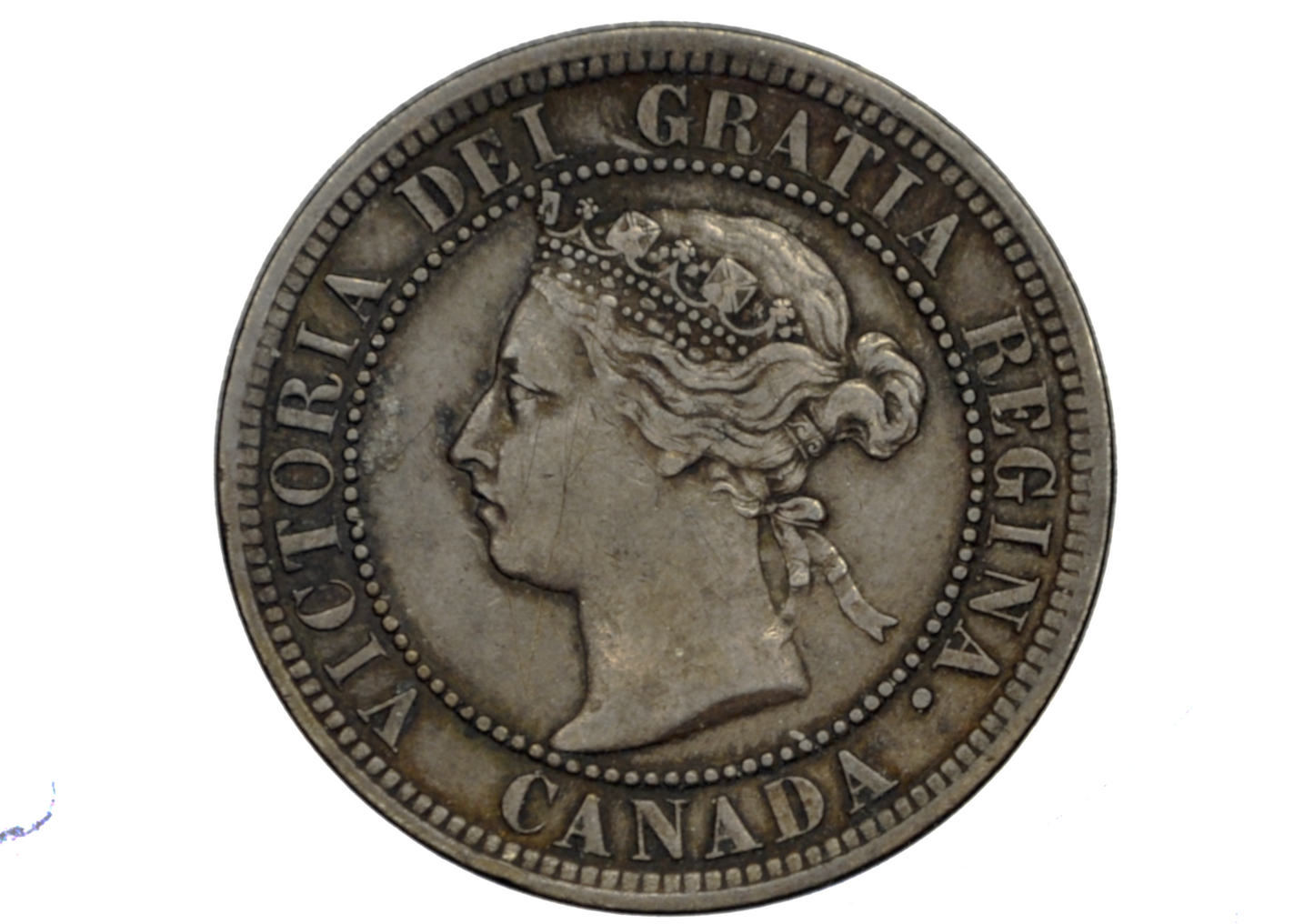 Copper Coin from 1898 Canadian Cent obverse with Queen Victoria