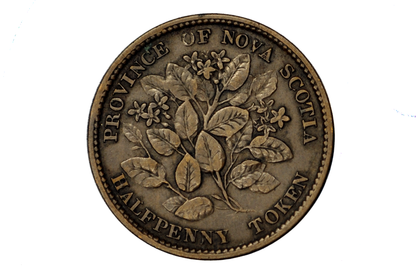 1856 Nova Scotia Half Penny Token - VF+/XF Condition - Province of Nova Scotia 1/2 Penny Token 1856, Rarer Token