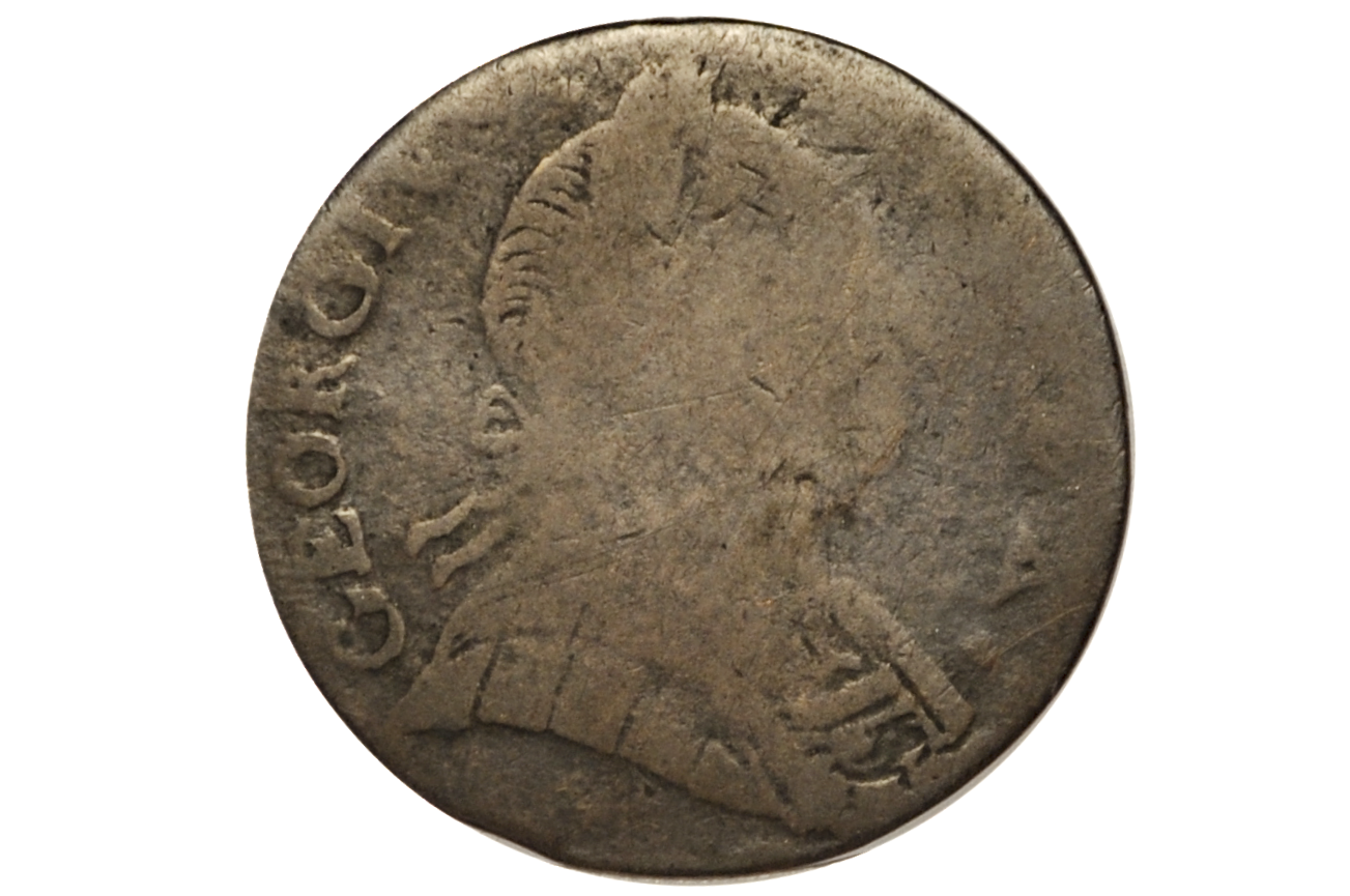 1775 Colonial Halfpenny - Early American Made Imitation British Halfpence - 1775 Great Britain 1/2 Penny Colonial Struck Token