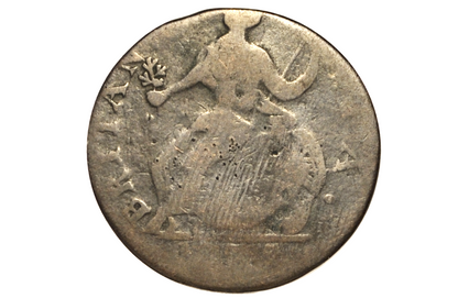 1775 Colonial Halfpenny - Early American Made Imitation British Halfpence - 1775 Great Britain 1/2 Penny Colonial Struck Token