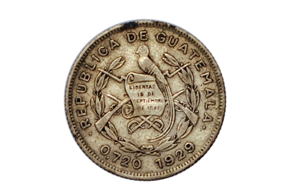 Rarer 1929 Silver Guatemala 10 Centavos - XF Condition - 500,000 Made - Republic of Guatemala Coin - Guatemala Quetzal
