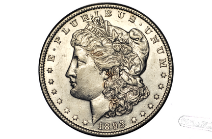 1893 Morgan Dollar - AU Grade/Condition, Authentic - 1893 P Morgan Silver Dollar 1893P Silver Dollar 1893 - Tough Date