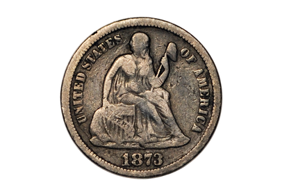1873 Seated Liberty Dime - Rarest Variety - No Arrows, Open 3, Fine Grade - 1873 Liberty Seated Silver Dime - Authentic, Great Date!