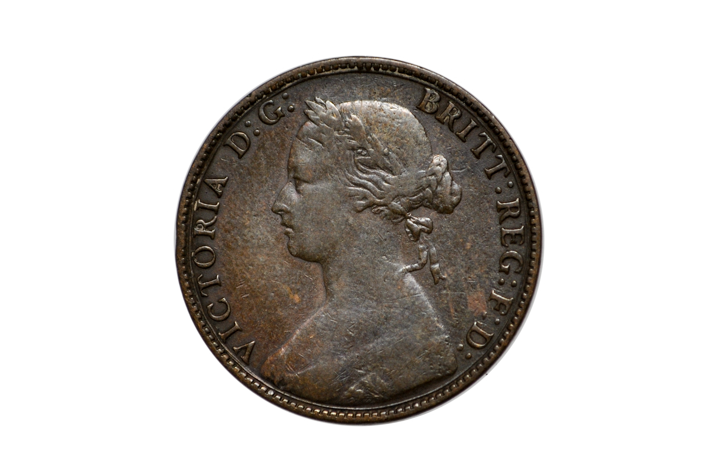 1874-H Great Britain Half Penny -XF Condition - UK Half Penny 1874 - Queen Victoria 1/2 Penny - Bronze - ha'penny 1874