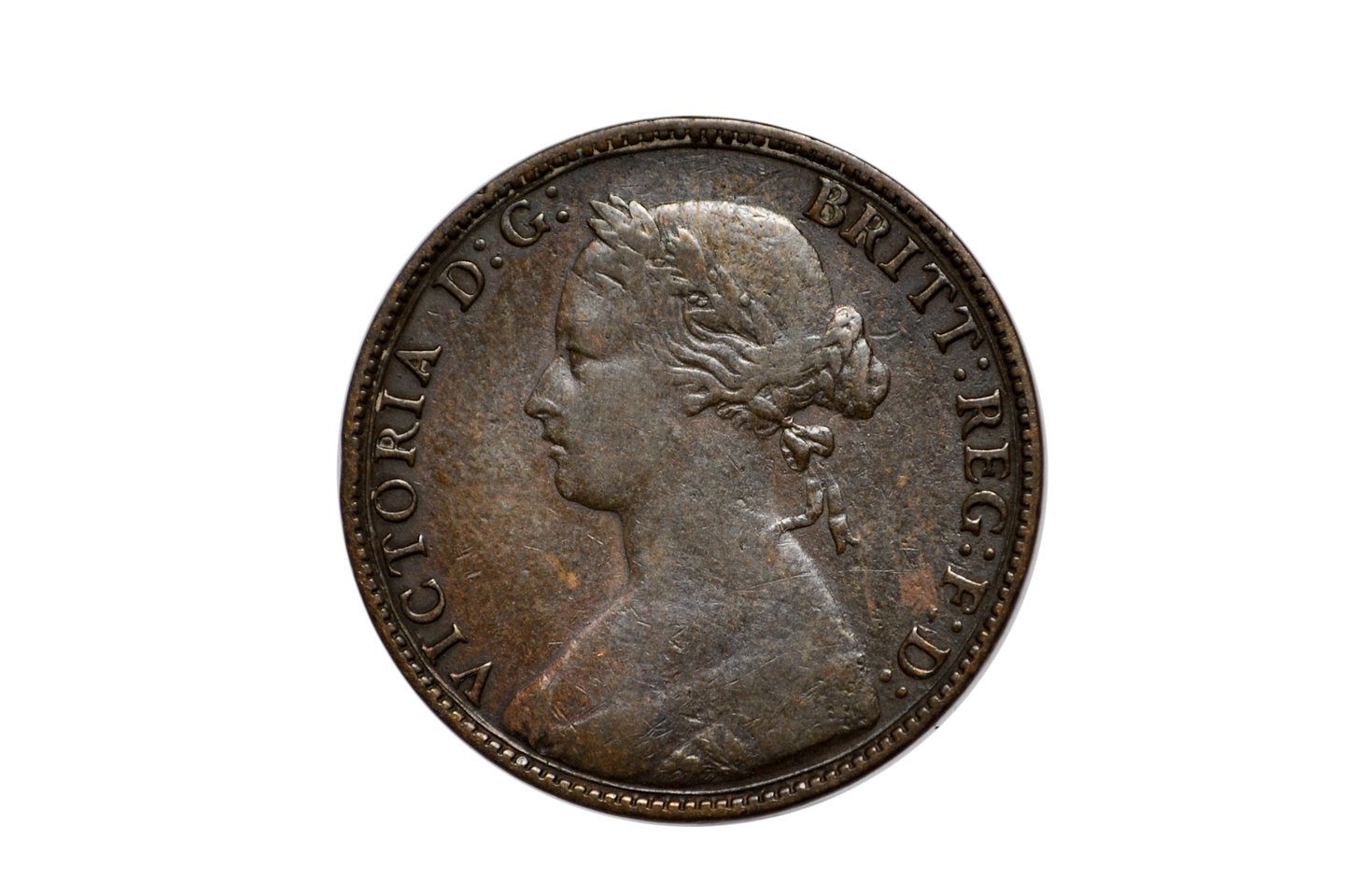 1874-H Great Britain Half Penny -XF Condition - UK Half Penny 1874 - Queen Victoria 1/2 Penny - Bronze - ha'penny 1874