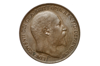 1908 Great Britain One Penny - UNC Condition - UK Large Penny 1908 - King George 1 Penny - Bronze - UK Penny 1908