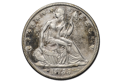 1855-O Seated Liberty Half Dollar - AU Details, Beautiful Coin - 1855O Liberty Seated Silver Half Dollar With Arrows