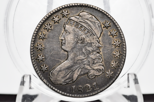 1821 Capped Bust Half Dollar - VF Detail - 1821 Half Dollar US - Half Dollar 1821 - Rare Early Half
