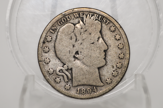 1894-S Barber Half Dollar - G (Good) Grade / Condition - 1894S Barber Silver Half Dollar 1894 San Francisco Mint