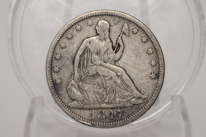 1847 Seated Liberty Half Dollar - F Grade / Condition (Fine) - 1847 Liberty Seated Silver Half Dollar - Authentic