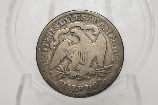1877-CC Seated Liberty Half Dollar - AG Grade / Condition (About Good) - 1877-CC Liberty Seated Silver Half Dollar - Authentic