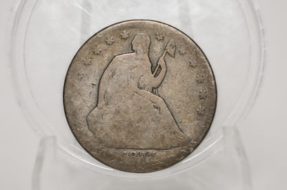 1877-CC Seated Liberty Half Dollar - AG Grade / Condition (About Good) - 1877-CC Liberty Seated Silver Half Dollar - Authentic