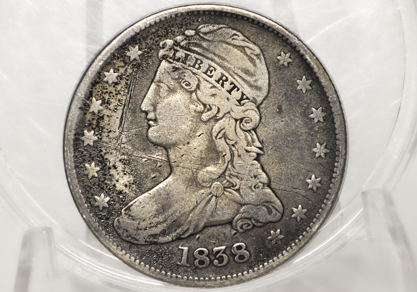 1838 Capped Bust Half Dollar - VF Detail, Scratched; Great Coin - 1838 Half Dollar US Half Dollar 1838 Early American Coin