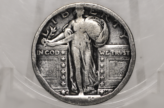 1920-D Standing Liberty Quarter - Key Date, VG Details - 1920 D Silver Quarter - Rarer Date Standing Liberty