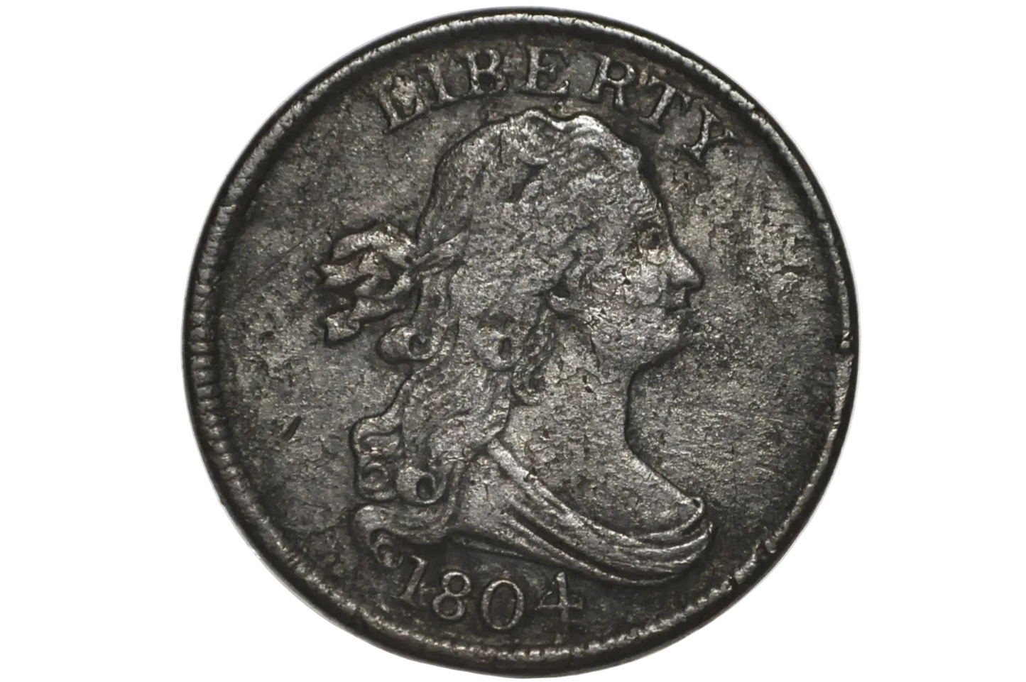 1804 Spiked Chin Half Cent - VF Details - 1804 Draped Bust - 1804 Half Cent - Early American Coin