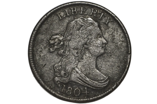 1804 Spiked Chin Half Cent - VF Details - 1804 Draped Bust - 1804 Half Cent - Early American Coin